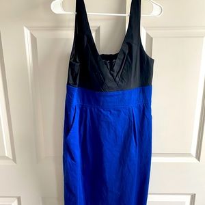 Short formal black & blue dress.